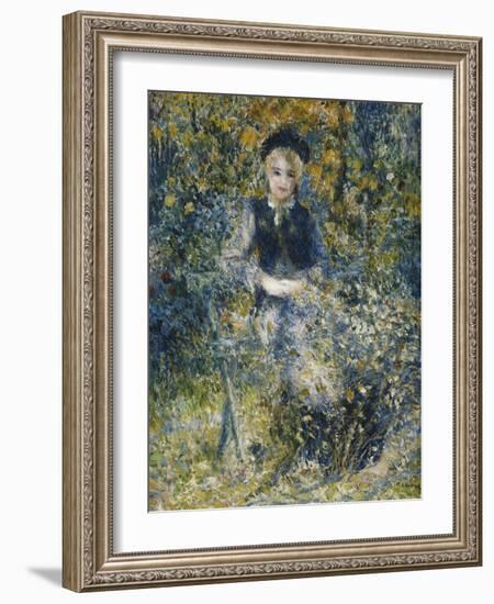 Young Girl on a Bench; La Jeune Fille Au Banc, 1875-Pierre-Auguste Renoir-Framed Giclee Print