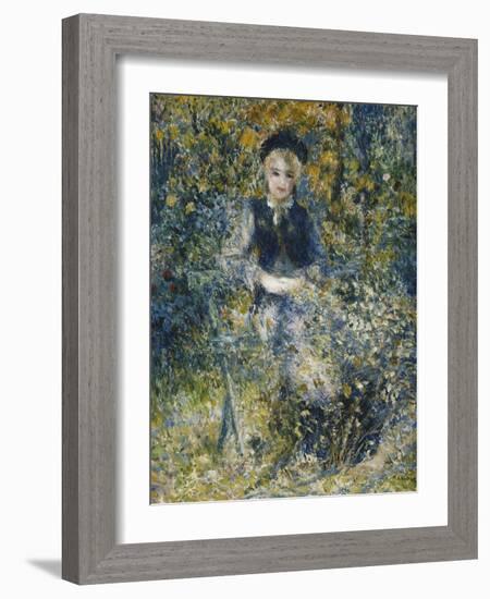 Young Girl on a Bench; La Jeune Fille Au Banc, 1875-Pierre-Auguste Renoir-Framed Giclee Print