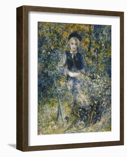 Young Girl on a Bench; La Jeune Fille Au Banc, 1875-Pierre-Auguste Renoir-Framed Giclee Print