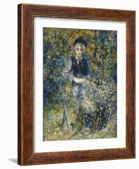 Young Girl on a Bench; La Jeune Fille Au Banc, 1875-Pierre-Auguste Renoir-Framed Giclee Print