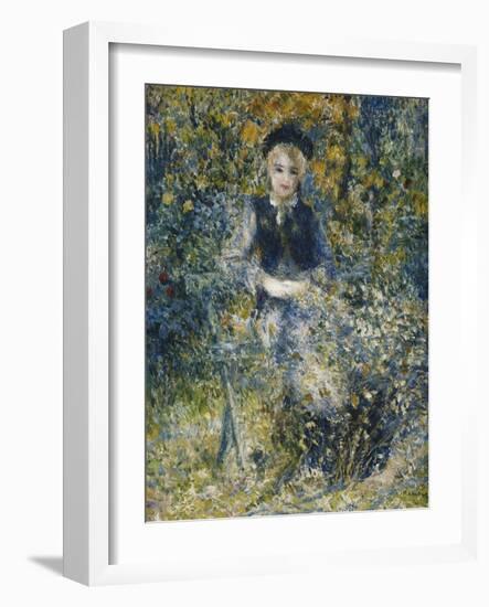 Young Girl on a Bench; La Jeune Fille Au Banc, 1875-Pierre-Auguste Renoir-Framed Giclee Print