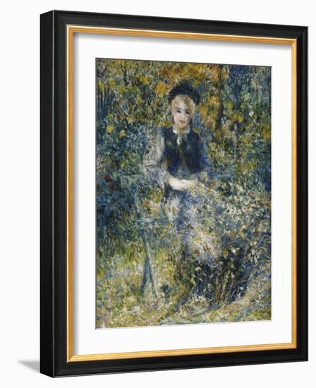 Young Girl on a Bench; La Jeune Fille Au Banc, 1875-Pierre-Auguste Renoir-Framed Giclee Print