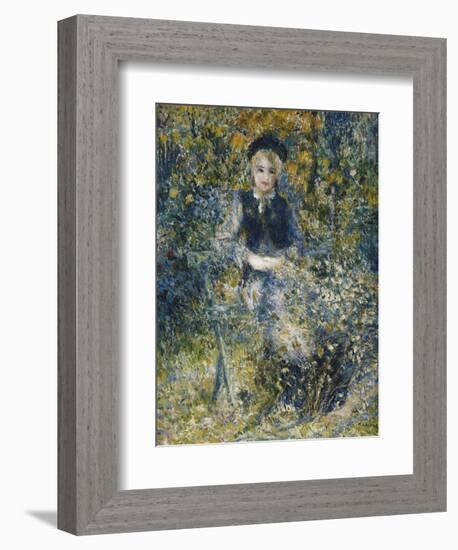 Young Girl on a Bench; La Jeune Fille Au Banc, 1875-Pierre-Auguste Renoir-Framed Giclee Print