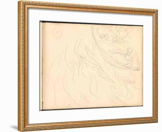 Young Girl on a Boat (Pencil on Paper)-Claude Monet-Framed Giclee Print