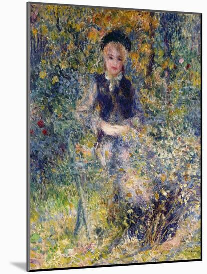 Young Girl on a Garden Bench, 1875-Pierre-Auguste Renoir-Mounted Giclee Print