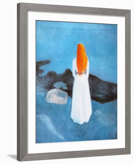 Young Girl on a Jetty-Edvard Munch-Framed Art Print