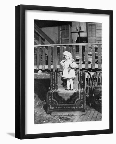 Young Girl Outside Her House, Ca. 1921-null-Framed Photographic Print
