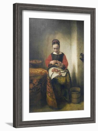 Young Girl Peeling Apples-Nicholaes Maes-Framed Art Print