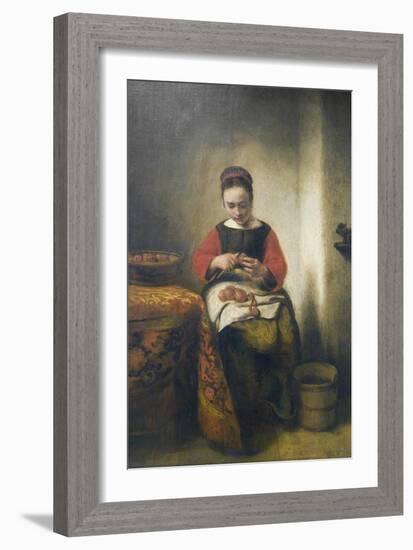 Young Girl Peeling Apples-Nicholaes Maes-Framed Art Print