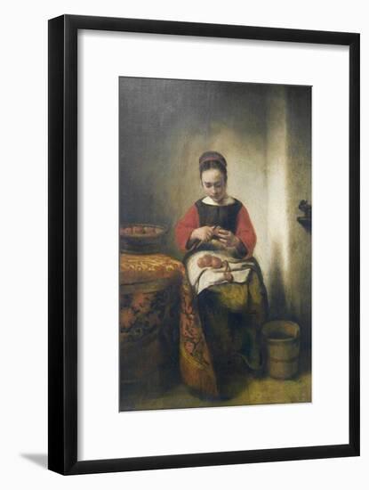 Young Girl Peeling Apples-Nicholaes Maes-Framed Art Print