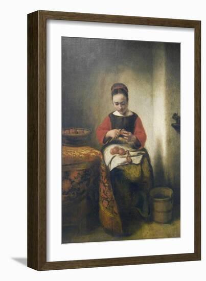 Young Girl Peeling Apples-Nicholaes Maes-Framed Art Print