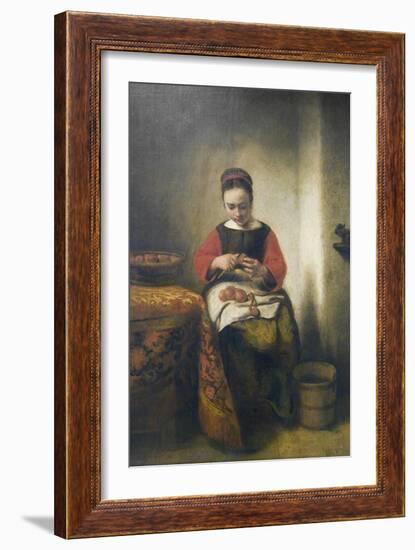 Young Girl Peeling Apples-Nicholaes Maes-Framed Art Print