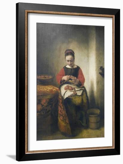 Young Girl Peeling Apples-Nicholaes Maes-Framed Art Print