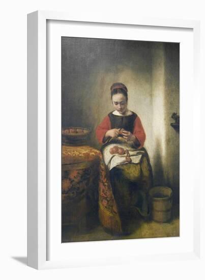 Young Girl Peeling Apples-Nicholaes Maes-Framed Art Print