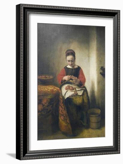 Young Girl Peeling Apples-Nicholaes Maes-Framed Art Print