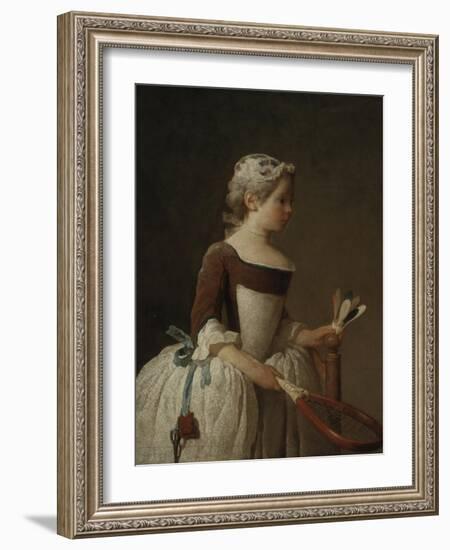 Young Girl Playing Badminton-Jean-Baptiste Simeon Chardin-Framed Giclee Print