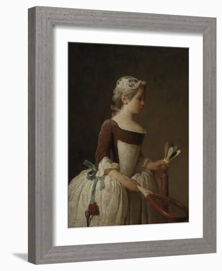 Young Girl Playing Badminton-Jean-Baptiste Simeon Chardin-Framed Giclee Print