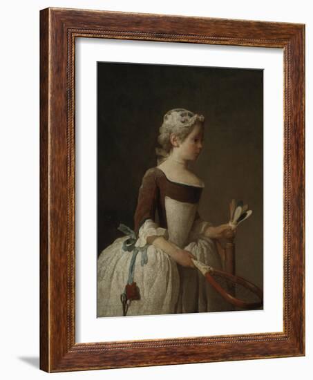 Young Girl Playing Badminton-Jean-Baptiste Simeon Chardin-Framed Giclee Print