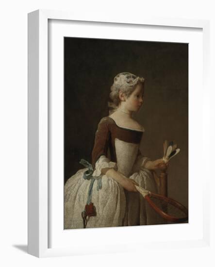 Young Girl Playing Badminton-Jean-Baptiste Simeon Chardin-Framed Giclee Print