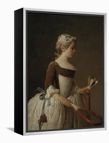 Young Girl Playing Badminton-Jean-Baptiste Simeon Chardin-Framed Premier Image Canvas