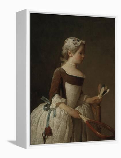 Young Girl Playing Badminton-Jean-Baptiste Simeon Chardin-Framed Premier Image Canvas