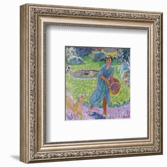 Young Girl Playing with her Dog-Pierre Bonnard-Framed Premium Giclee Print