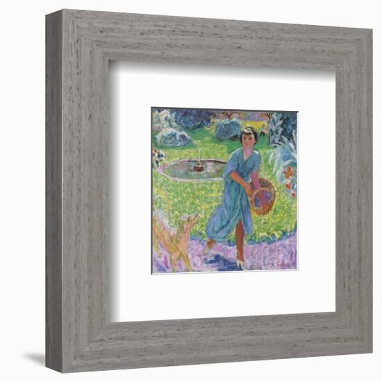 Young Girl Playing with her Dog-Pierre Bonnard-Framed Premium Giclee Print