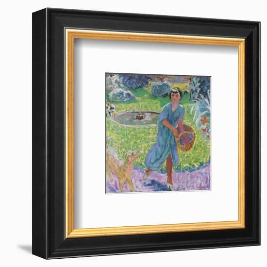 Young Girl Playing with her Dog-Pierre Bonnard-Framed Premium Giclee Print