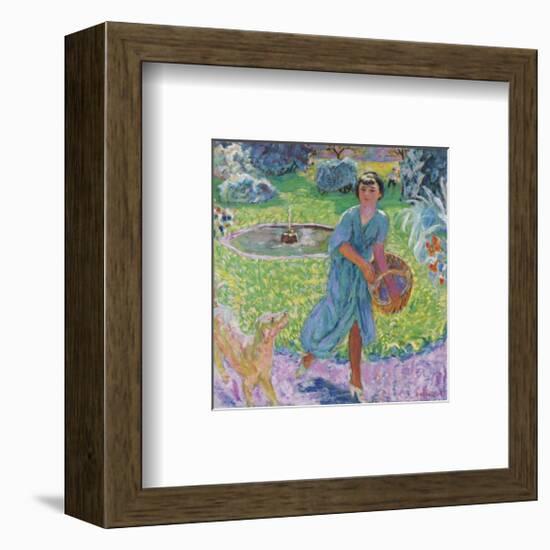 Young Girl Playing with her Dog-Pierre Bonnard-Framed Premium Giclee Print