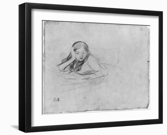 Young Girl Reading, 1889 (Black Lead on Paper)-Berthe Morisot-Framed Giclee Print