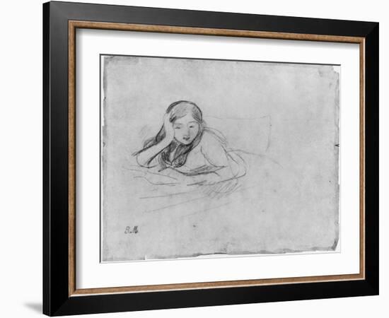 Young Girl Reading, 1889 (Black Lead on Paper)-Berthe Morisot-Framed Giclee Print