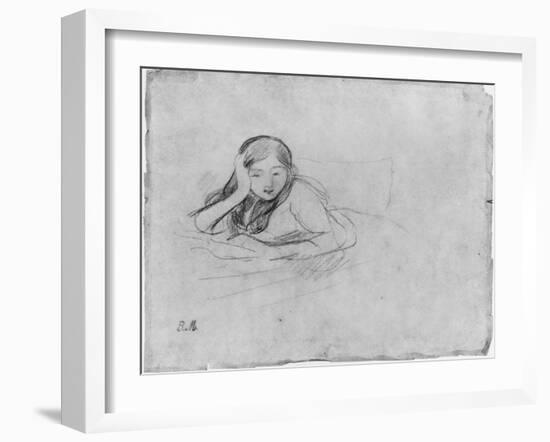 Young Girl Reading, 1889 (Black Lead on Paper)-Berthe Morisot-Framed Giclee Print