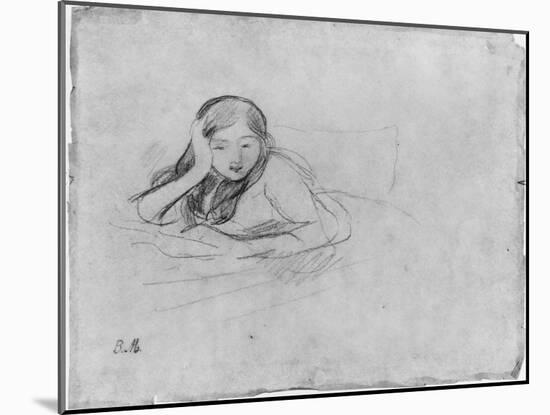 Young Girl Reading, 1889 (Black Lead on Paper)-Berthe Morisot-Mounted Giclee Print