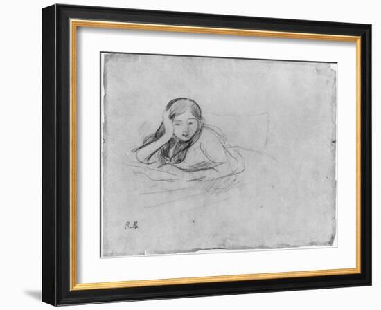 Young Girl Reading, 1889 (Black Lead on Paper)-Berthe Morisot-Framed Giclee Print