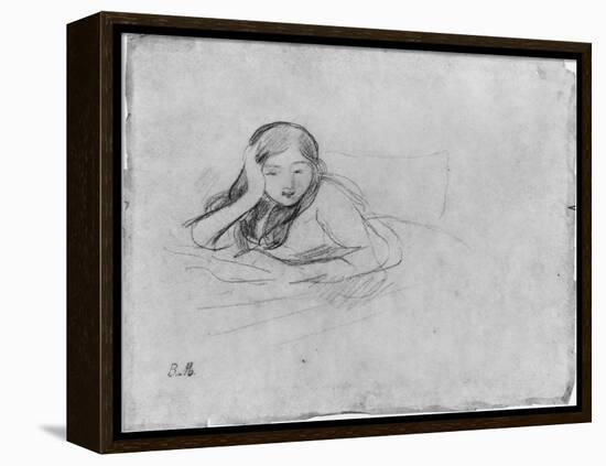 Young Girl Reading, 1889 (Black Lead on Paper)-Berthe Morisot-Framed Premier Image Canvas