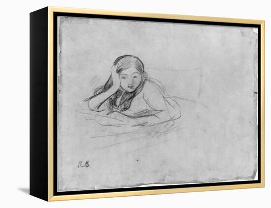 Young Girl Reading, 1889 (Black Lead on Paper)-Berthe Morisot-Framed Premier Image Canvas