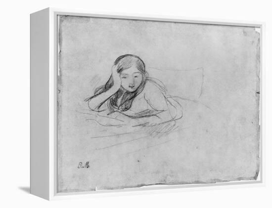 Young Girl Reading, 1889 (Black Lead on Paper)-Berthe Morisot-Framed Premier Image Canvas