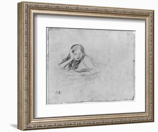 Young Girl Reading, 1889 (Black Lead on Paper)-Berthe Morisot-Framed Giclee Print