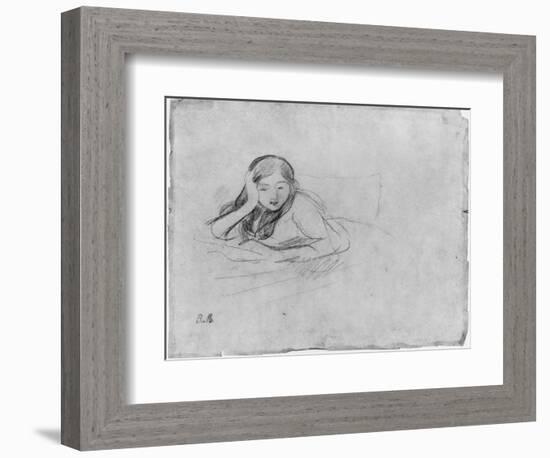 Young Girl Reading, 1889 (Black Lead on Paper)-Berthe Morisot-Framed Giclee Print