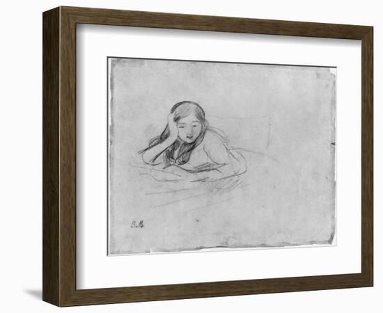 Young Girl Reading, 1889 (Black Lead on Paper)-Berthe Morisot-Framed Giclee Print