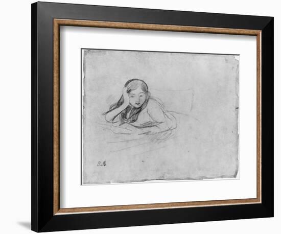 Young Girl Reading, 1889 (Black Lead on Paper)-Berthe Morisot-Framed Giclee Print