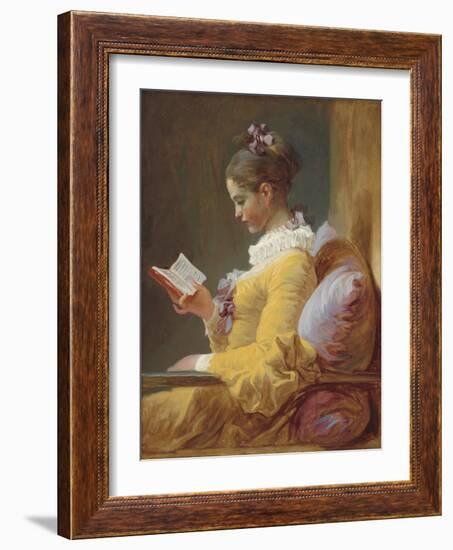 Young Girl Reading, by Jean-Honore Fragonard, c. 1770, French painting,-Jean-Honore Fragonard-Framed Premium Giclee Print