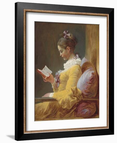 Young Girl Reading, by Jean-Honore Fragonard, c. 1770, French painting,-Jean-Honore Fragonard-Framed Premium Giclee Print