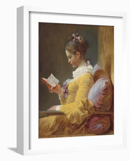 Young Girl Reading, by Jean-Honore Fragonard, c. 1770, French painting,-Jean-Honore Fragonard-Framed Premium Giclee Print