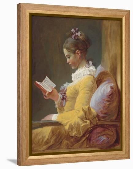 Young Girl Reading, by Jean-Honore Fragonard, c. 1770, French painting,-Jean-Honore Fragonard-Framed Stretched Canvas
