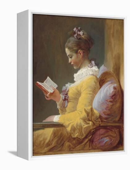 Young Girl Reading, by Jean-Honore Fragonard, c. 1770, French painting,-Jean-Honore Fragonard-Framed Stretched Canvas