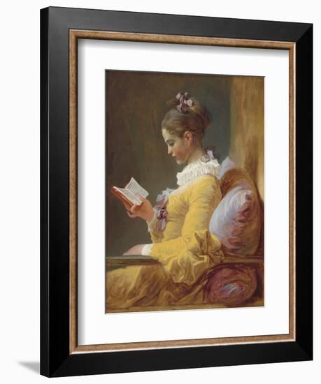 Young Girl Reading, by Jean-Honore Fragonard, c. 1770, French painting,-Jean-Honore Fragonard-Framed Art Print