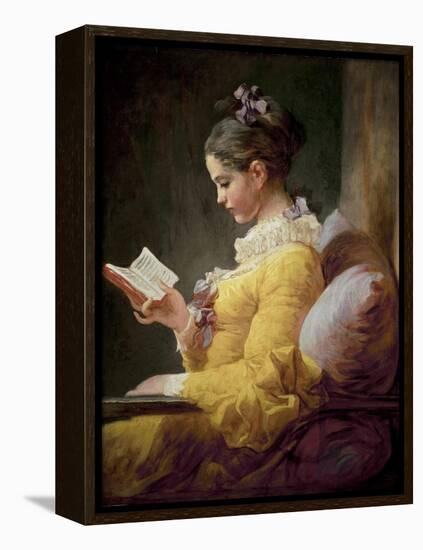 Young Girl Reading-Jean-Honoré Fragonard-Framed Premier Image Canvas