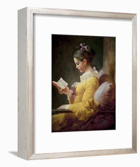 Young Girl Reading-Jean-Honoré Fragonard-Framed Premium Giclee Print