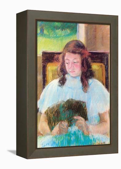 Young Girl Reading-Mary Cassatt-Framed Stretched Canvas